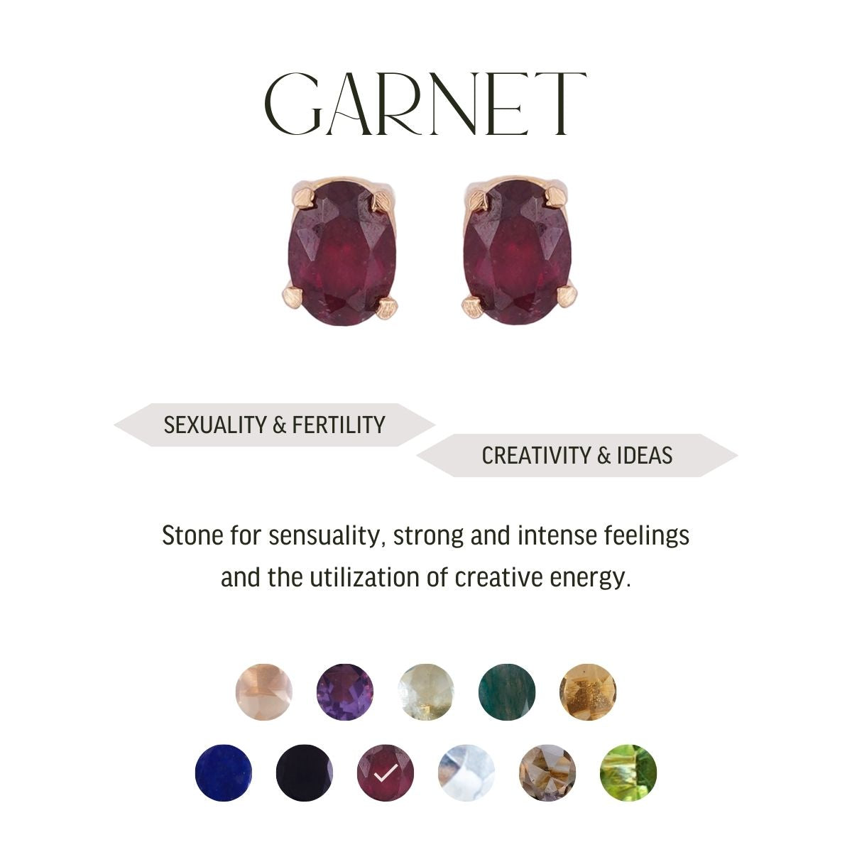 Various Natural Stone Studs Earrings - Gold Plated