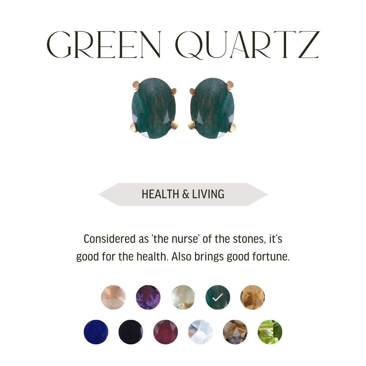 Various Natural Stone Studs Earrings - Gold Plated