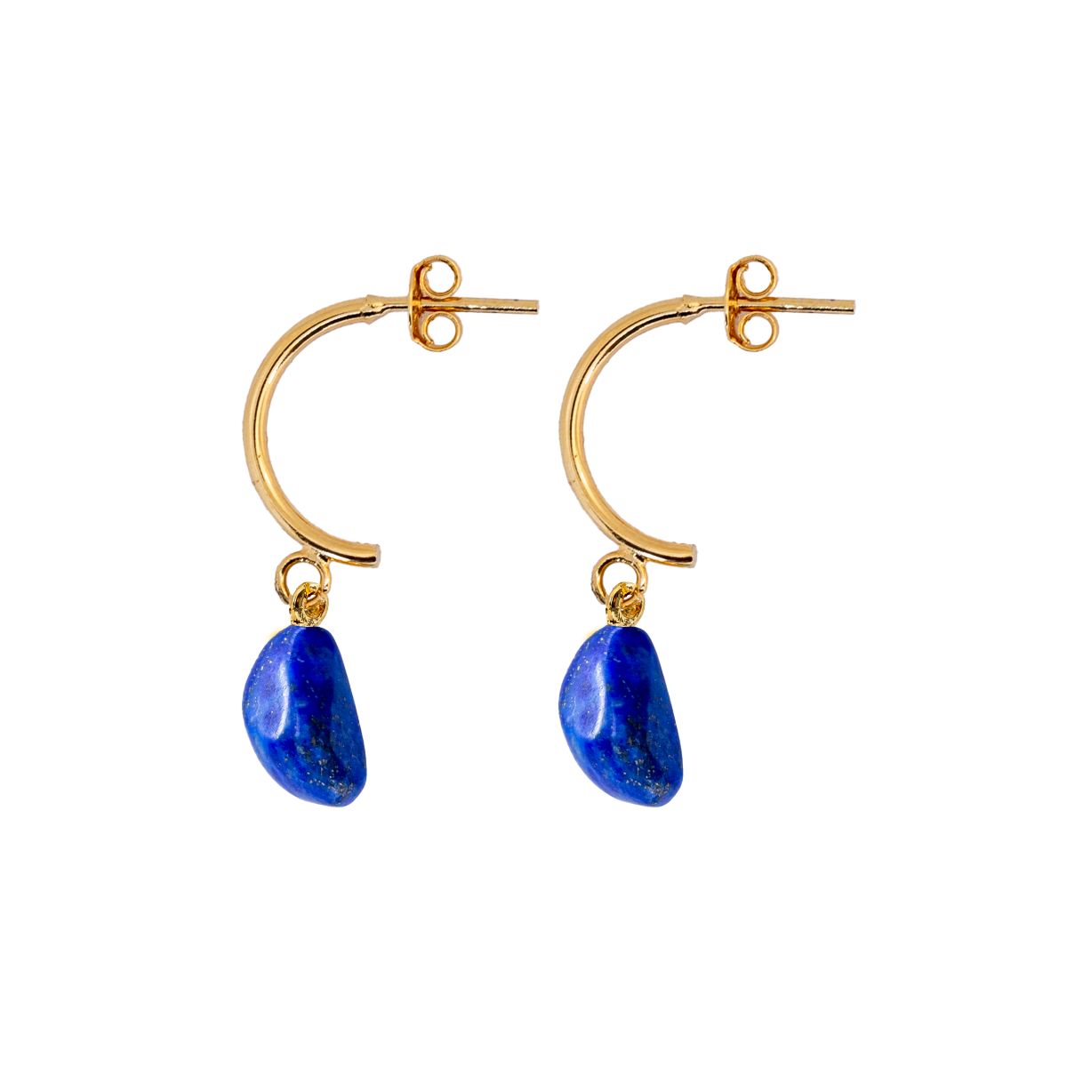 Lapis Lazuli Half Moon Earrings - Gold Plated
