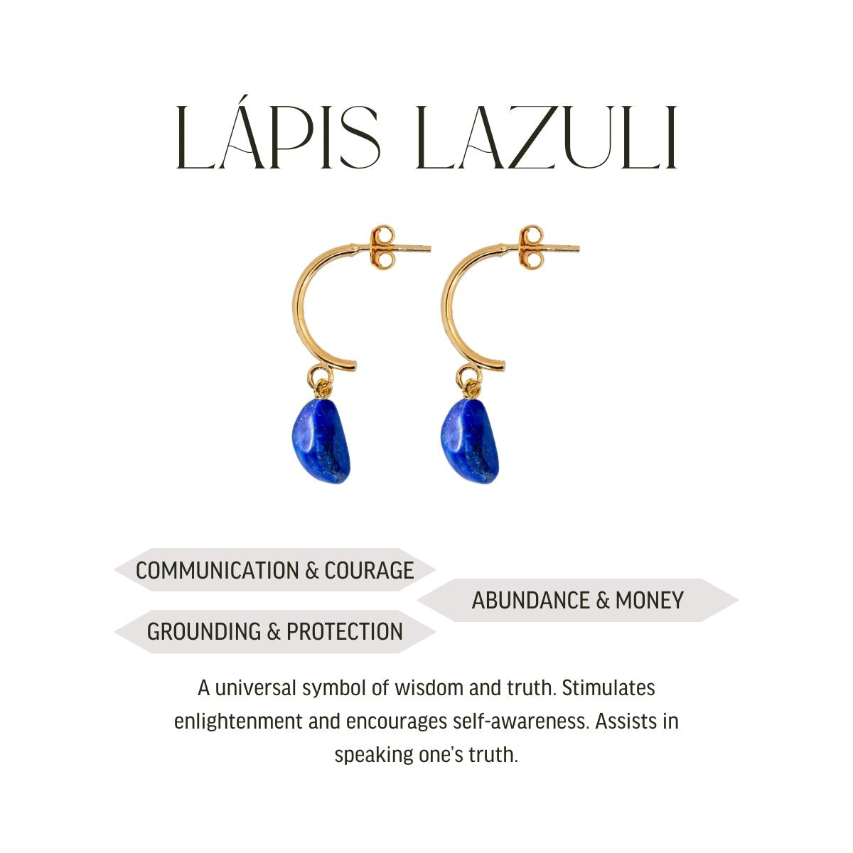 Lapis Lazuli Half Moon Earrings - Gold Plated