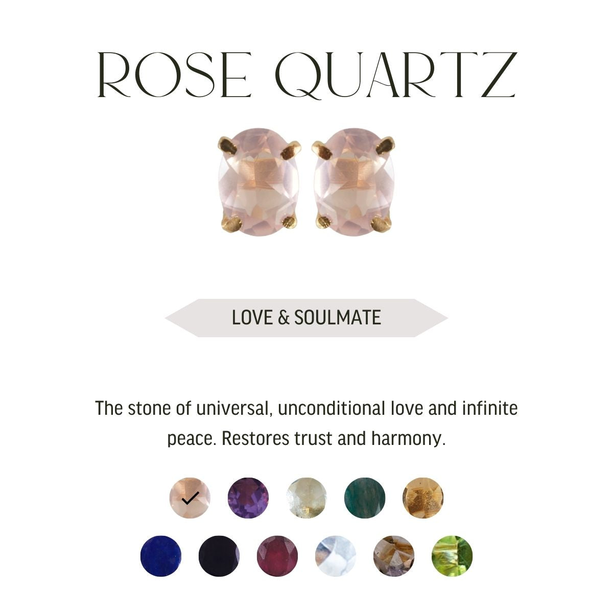 Various Natural Stone Studs Earrings - Gold Plated