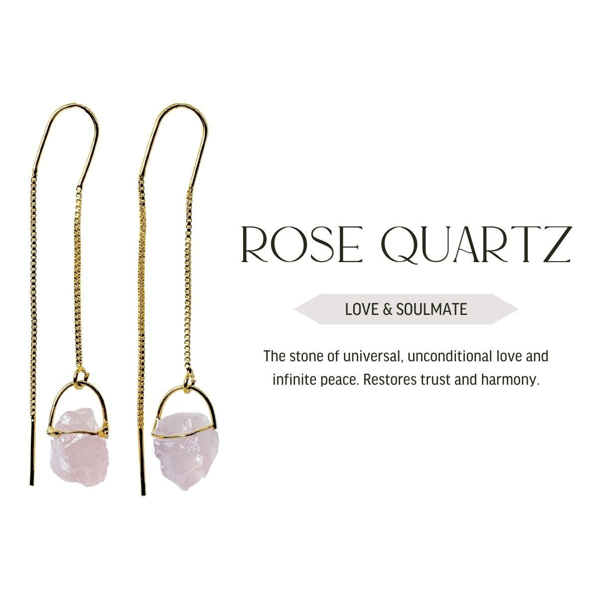 Rose Quartz - Threaded Earrings - Gold Plated