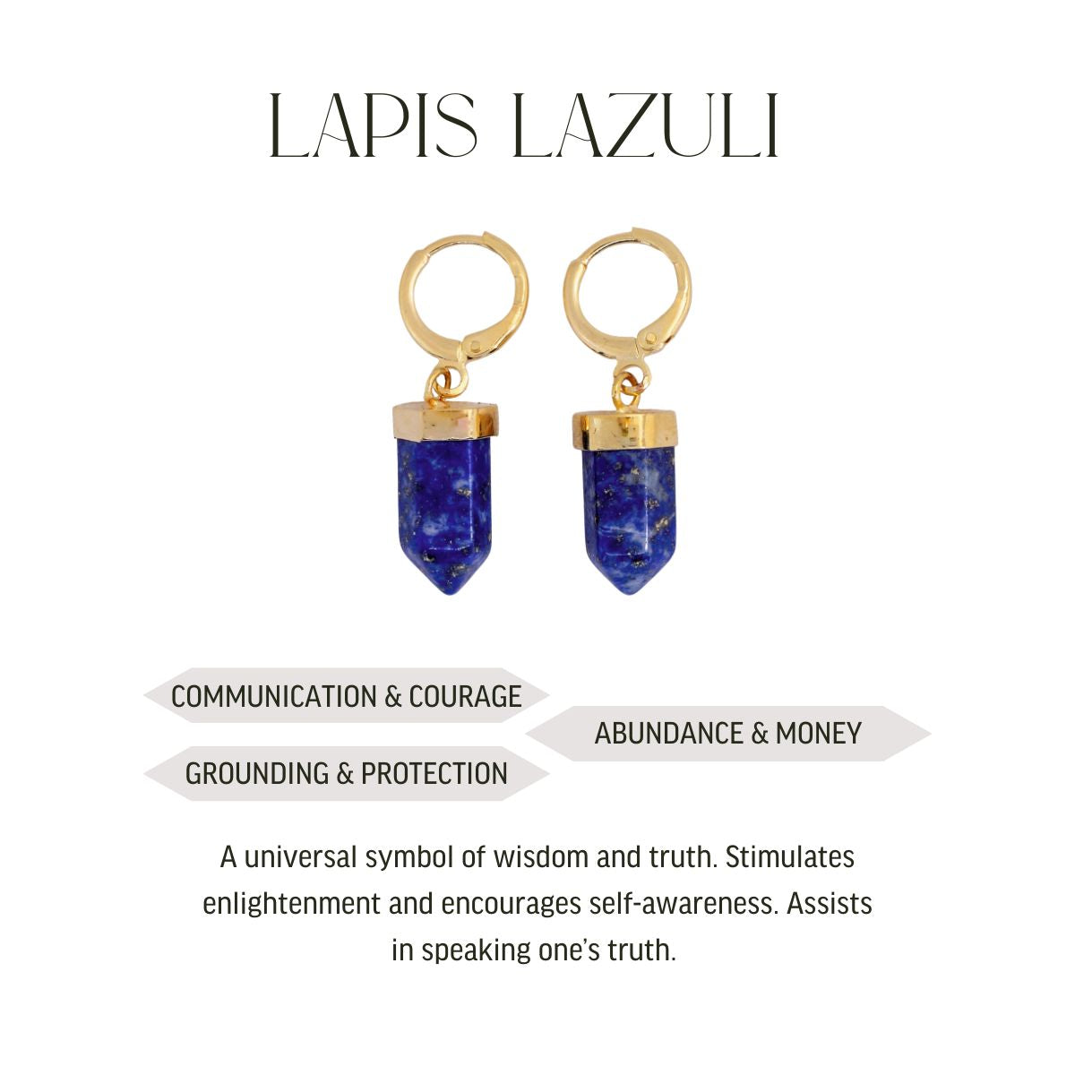 Lapis Lazuli Pointed Prism - Hoop Earrings - Gold Plated