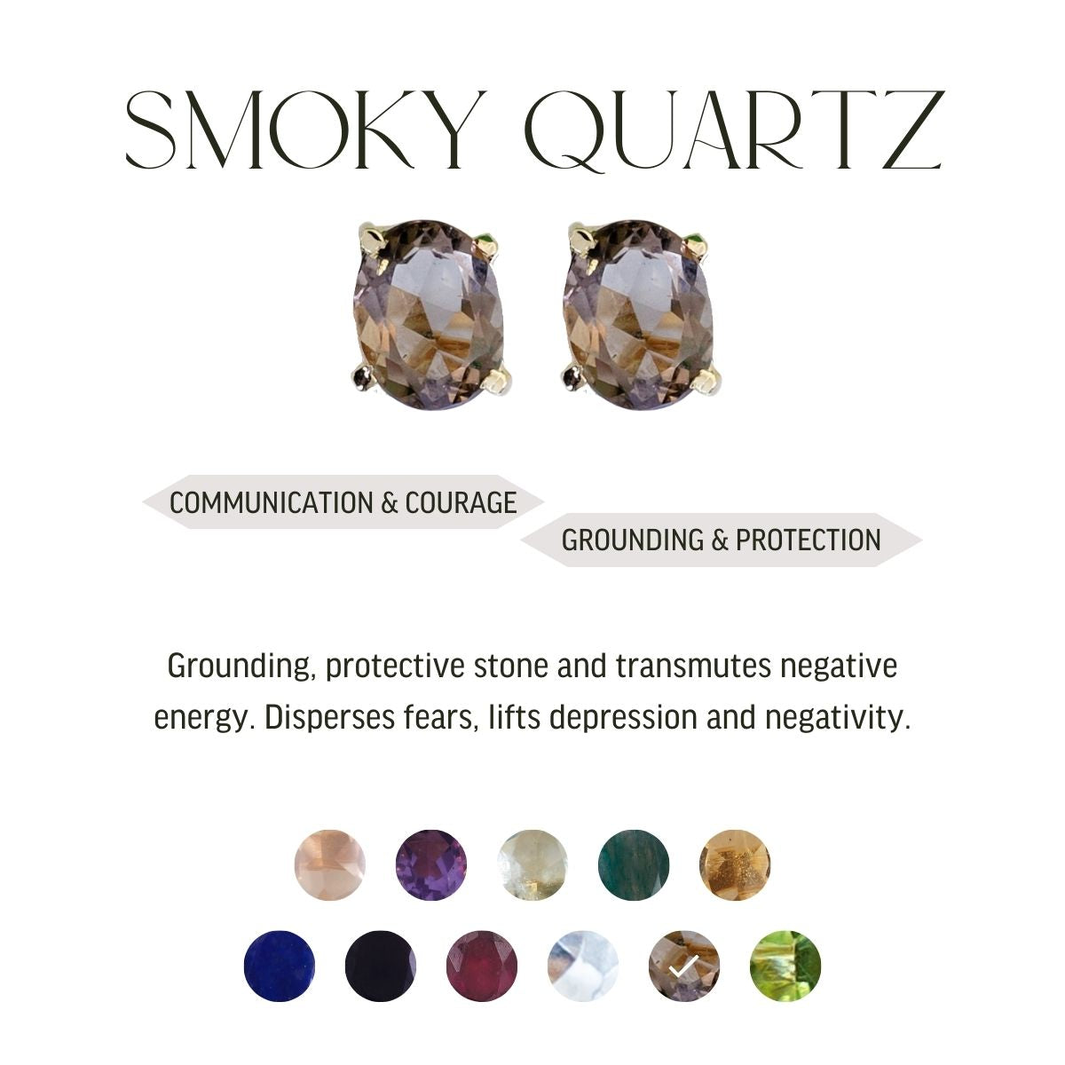 Various Natural Stone Studs Earrings - Gold Plated
