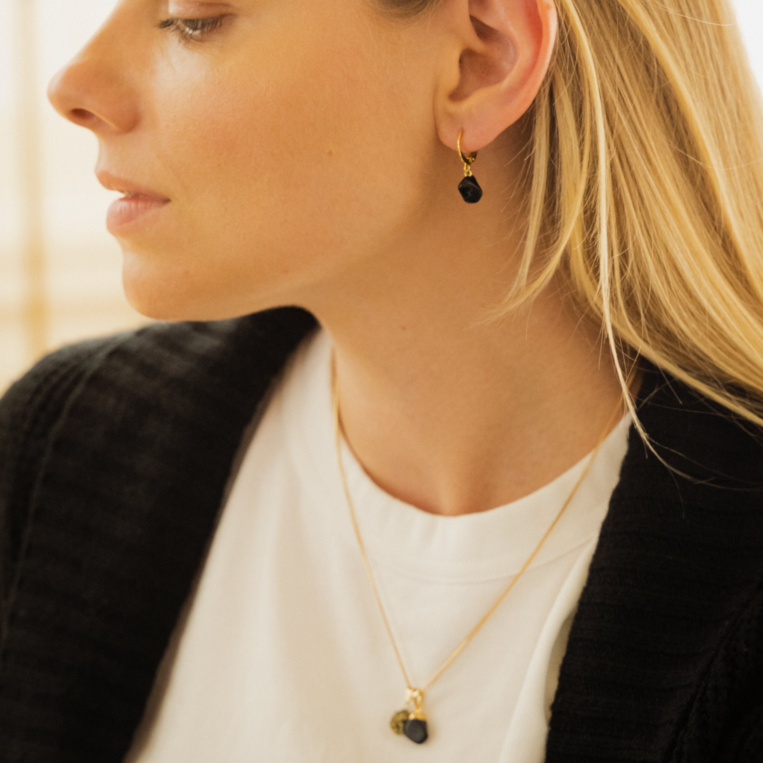Prosperity - Pyrite & Black Tourmaline Necklace - Gold Plated