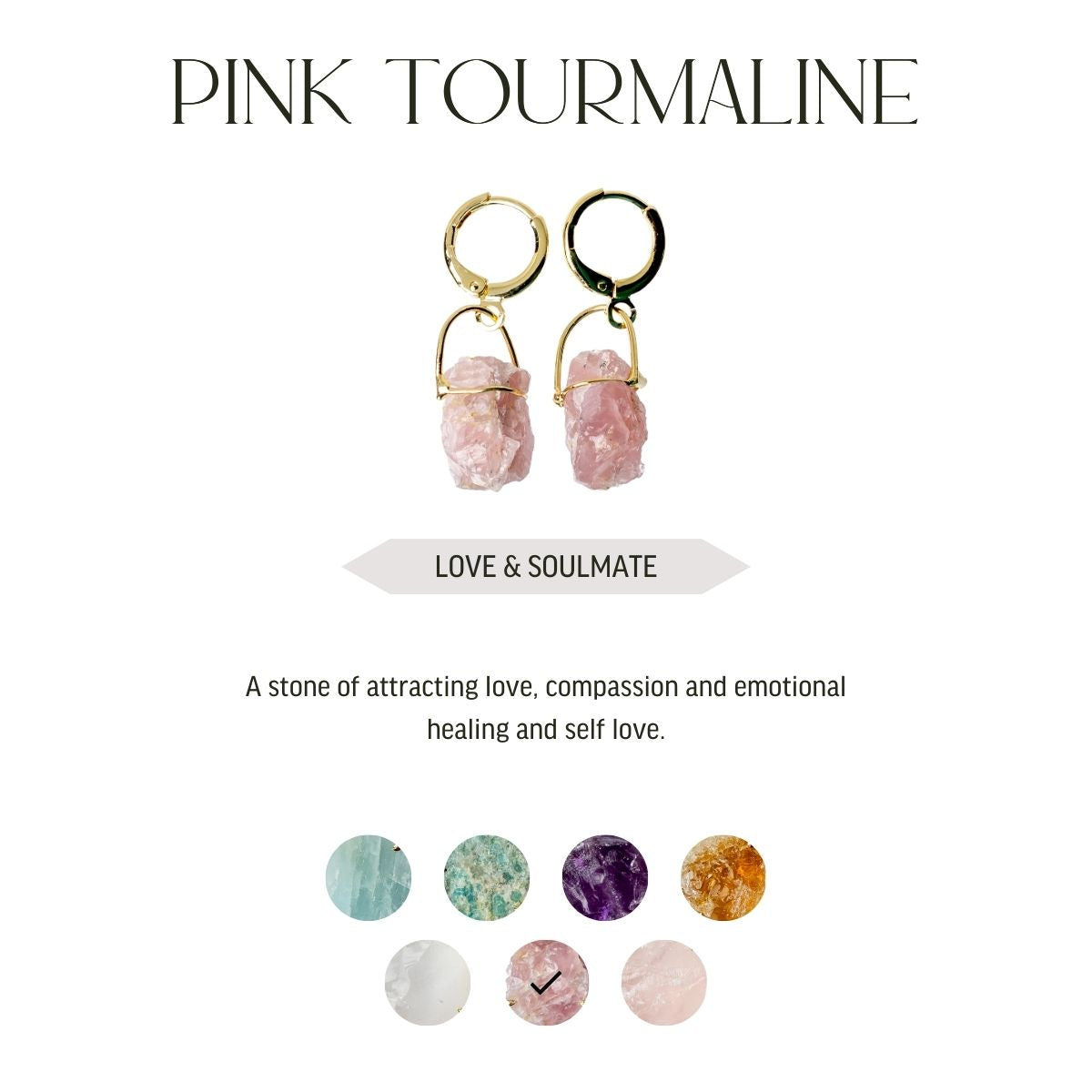 Pink Tourmaline - Hoops Lollipop - Gold Plated