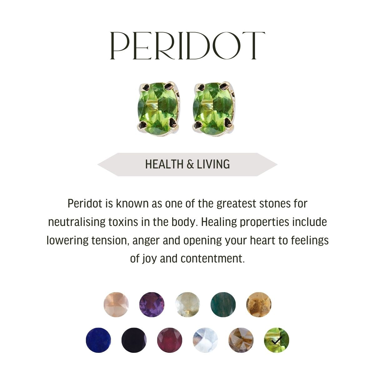 Various Natural Stone Studs Earrings - Gold Plated