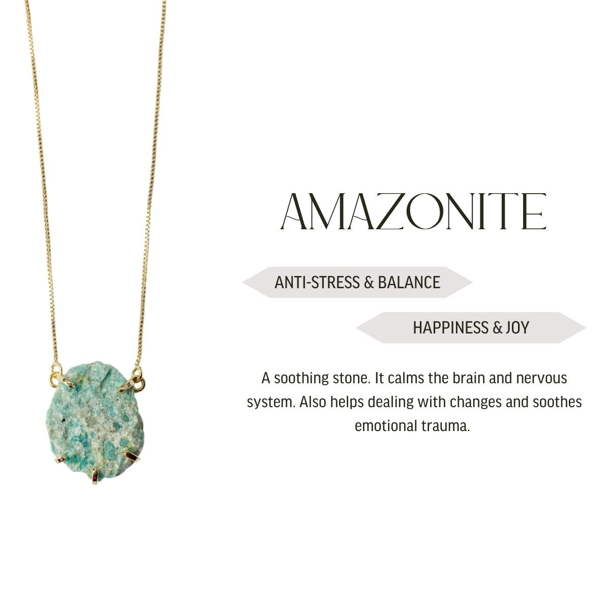 Big Amazonite - Lollipop Necklace - Gold Plated