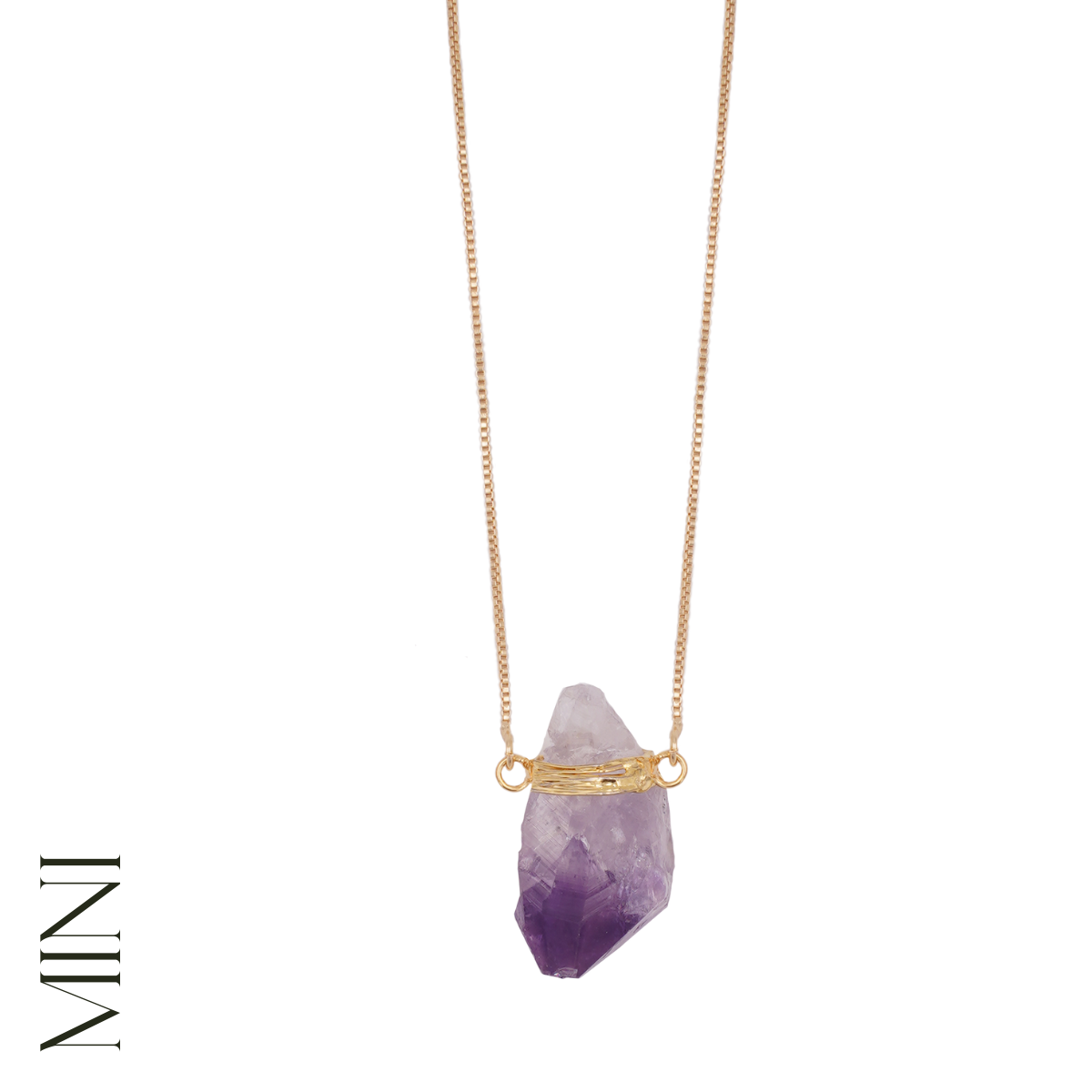 Amethyst - Wrapped Necklace Raw - Gold Plated - S