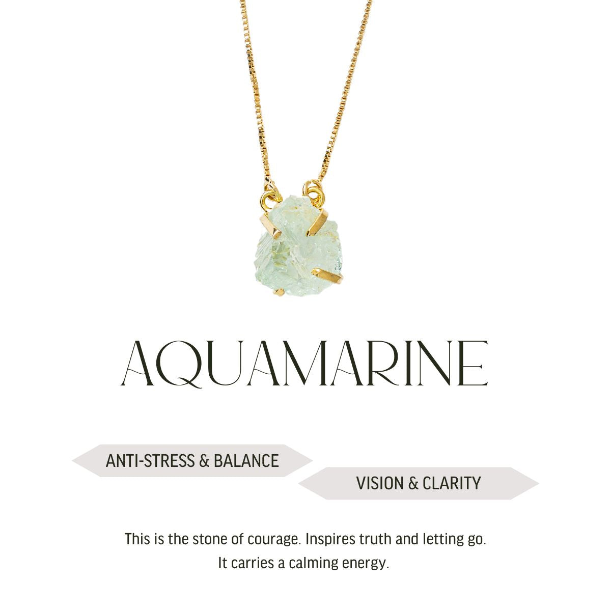 Small Aquamarine - Lollipop Necklace - Gold Plated