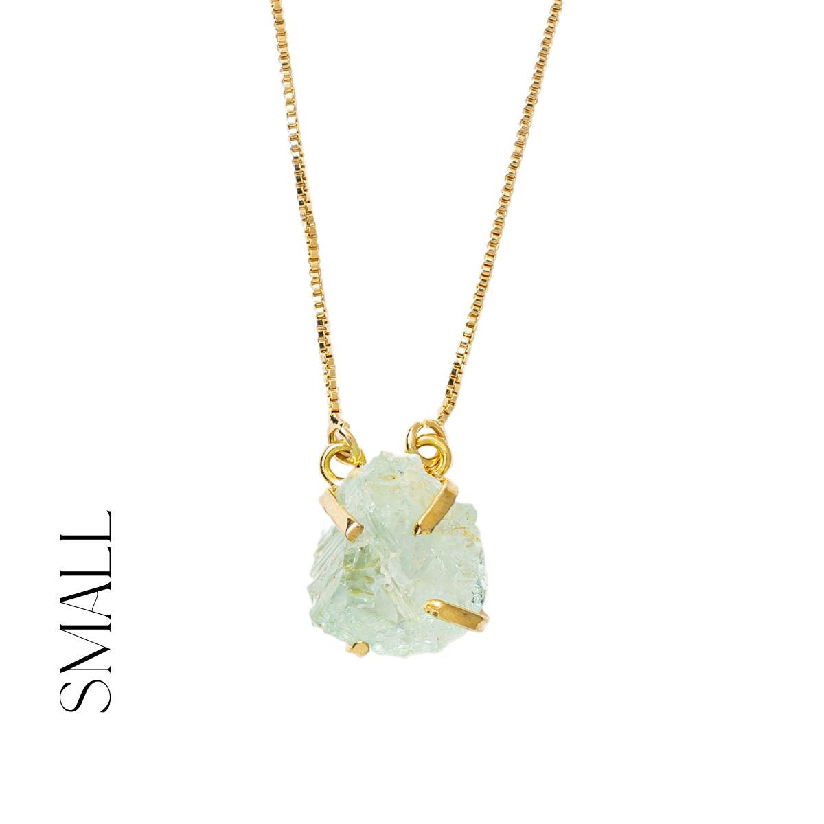Small Aquamarine - Lollipop Necklace - Gold Plated