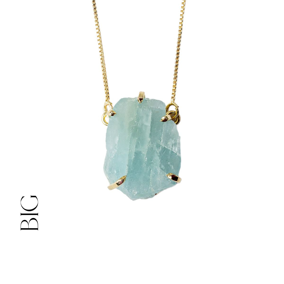 Big Aquamarine - Lollipop Necklace - Gold Plated