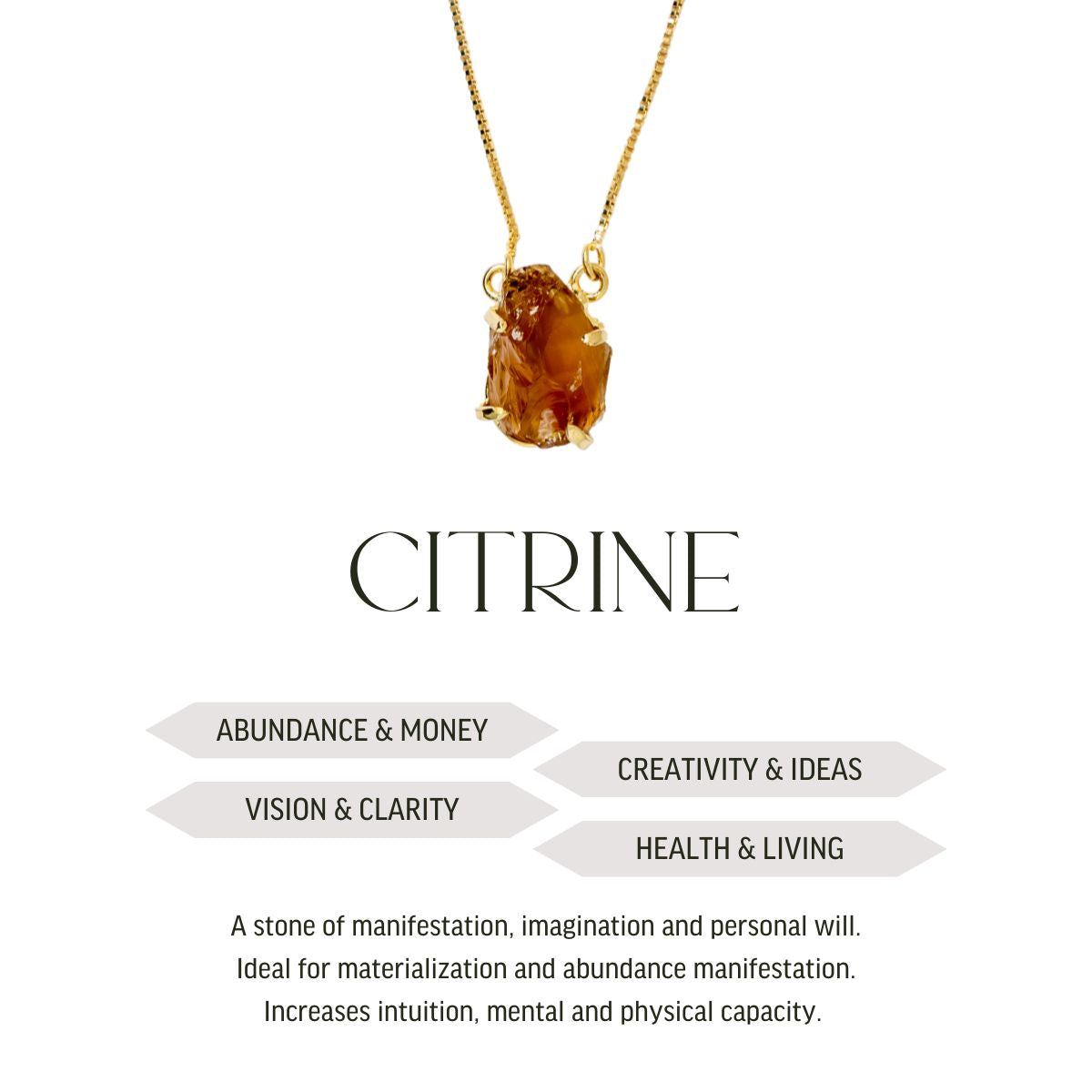 Small Citrine - Lollipop Necklace - Gold Plated