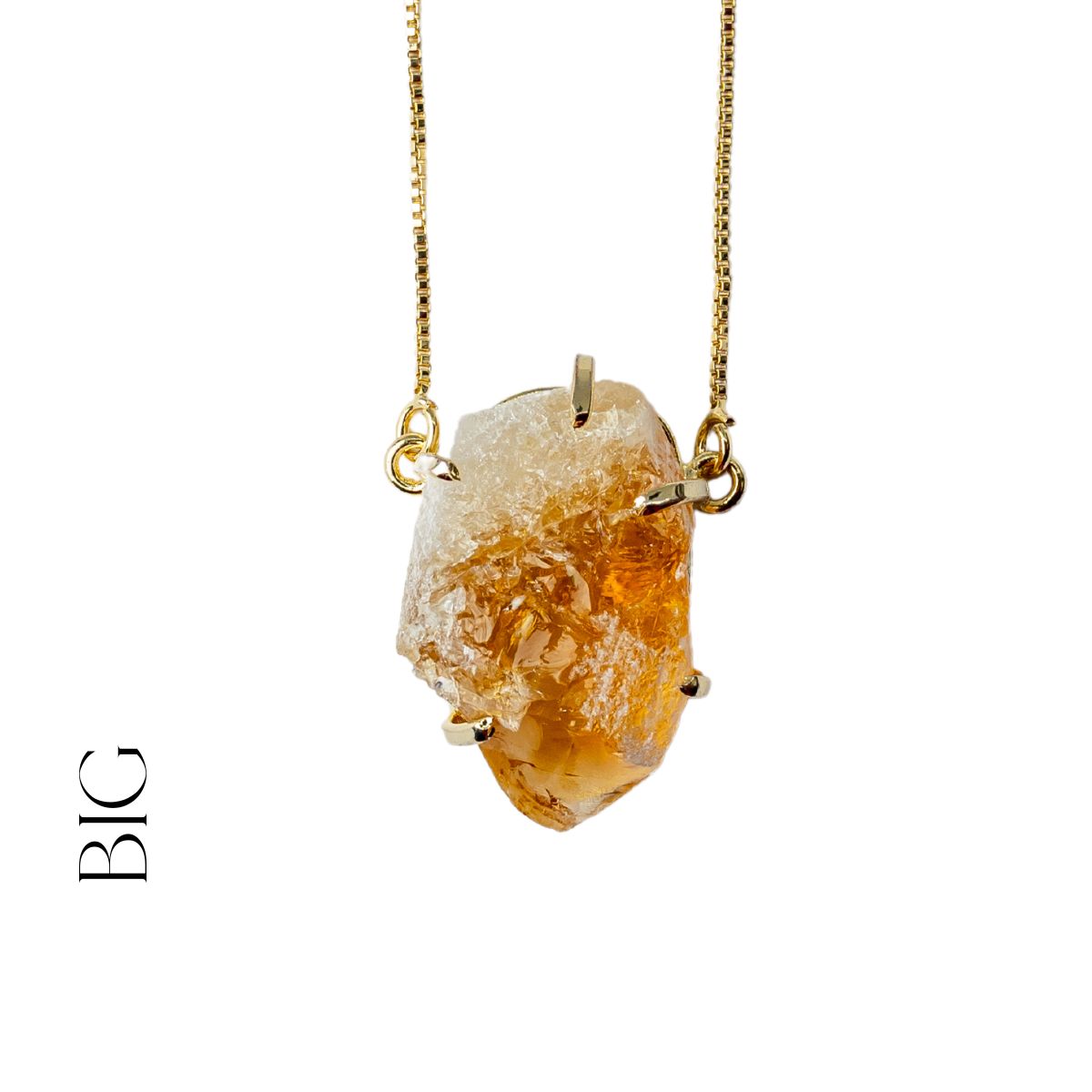 Big Citrine - Lollipop Necklace - Gold Plated