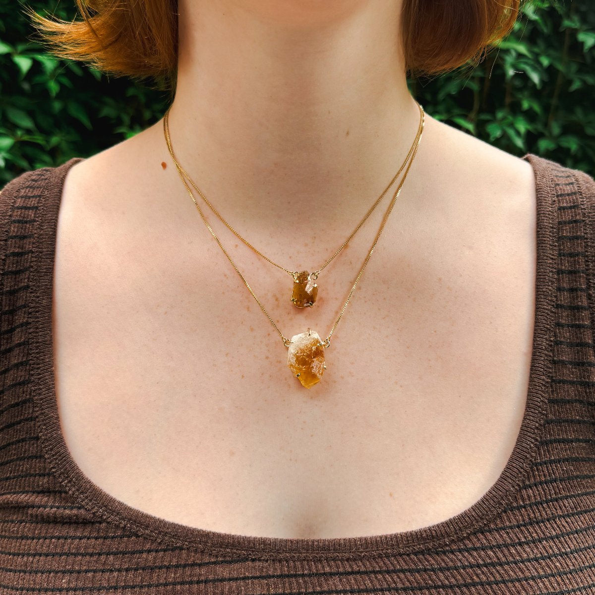 Small Citrine - Lollipop Necklace - Gold Plated
