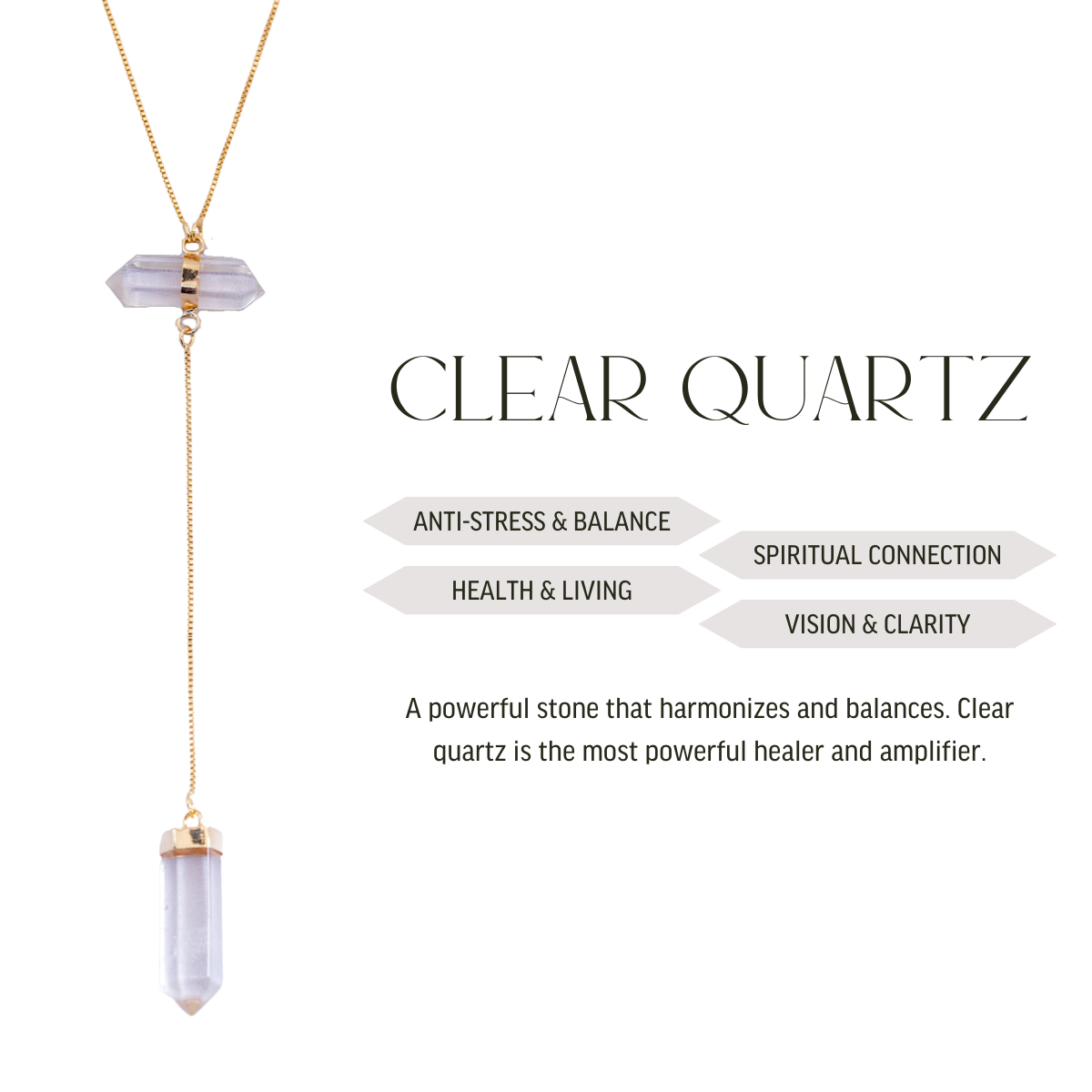 Clear Quartz All Flow Necklace - Gold Plated