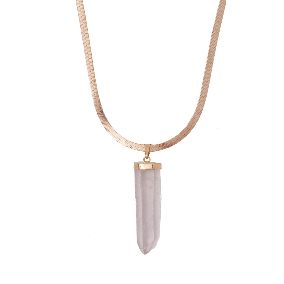 Clear Quartz - lemurian- Raw Necklace - Gold Plated