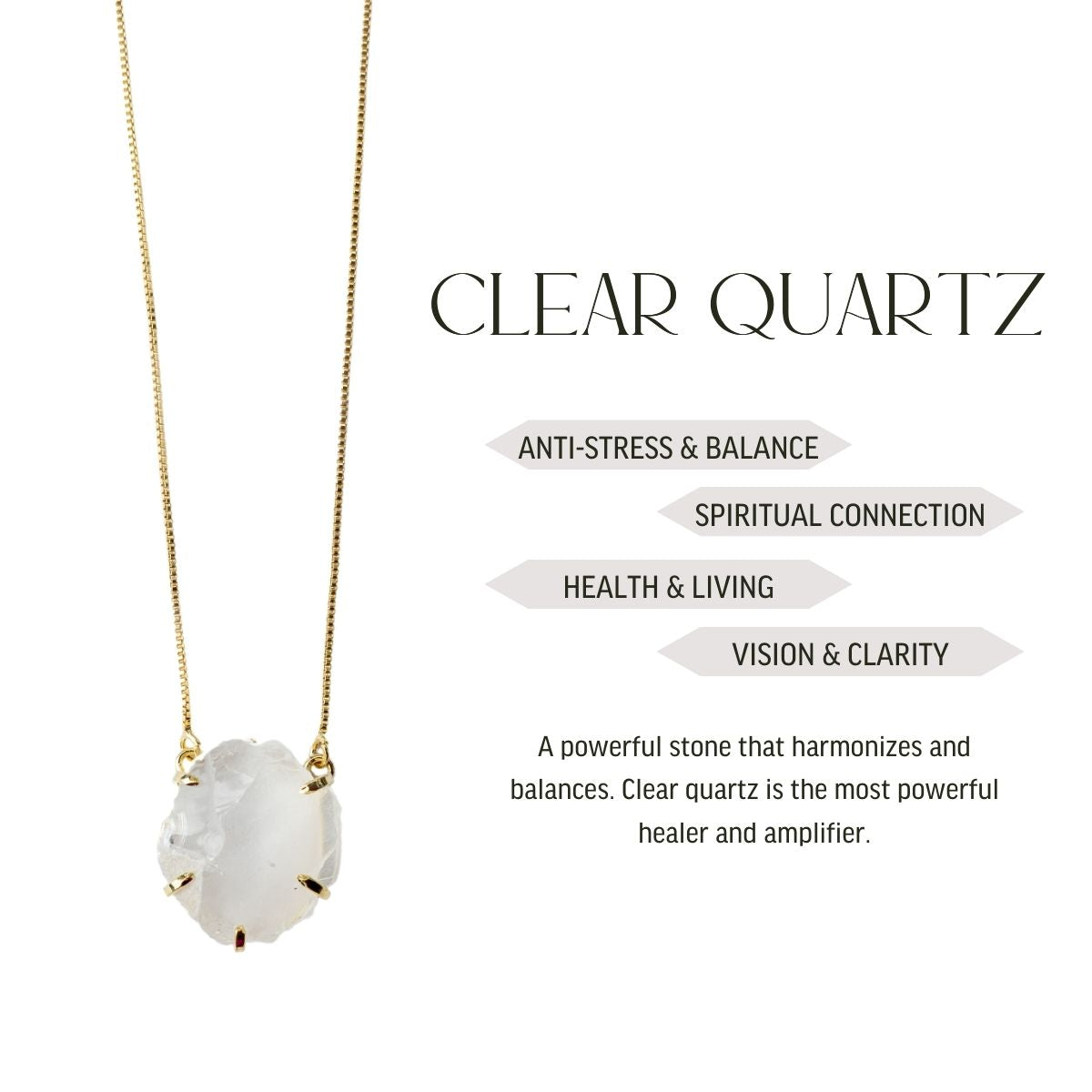 Big Clear Quartz - Lollipop Necklace - Gold Plated