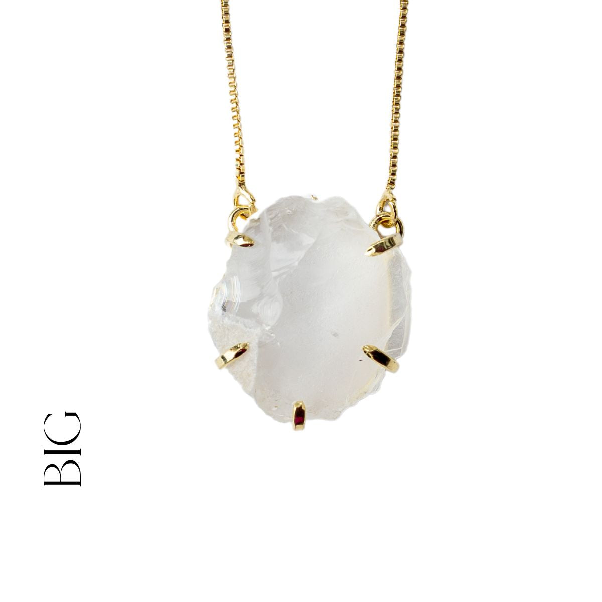 Big Clear Quartz - Lollipop Necklace - Gold Plated