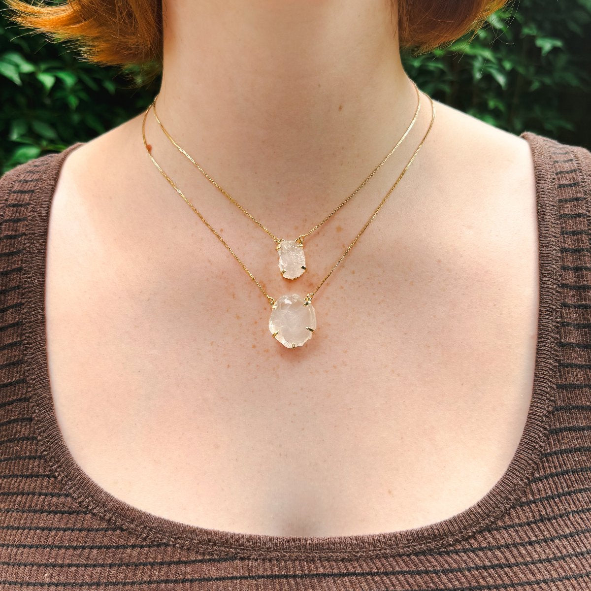 Big Clear Quartz - Lollipop Necklace - Gold Plated