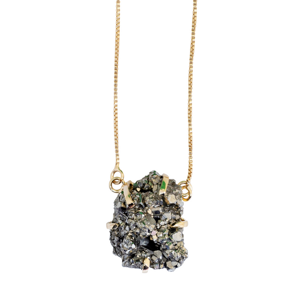 Pyrite - Wrapped Raw Necklace - 18k Gold Plated