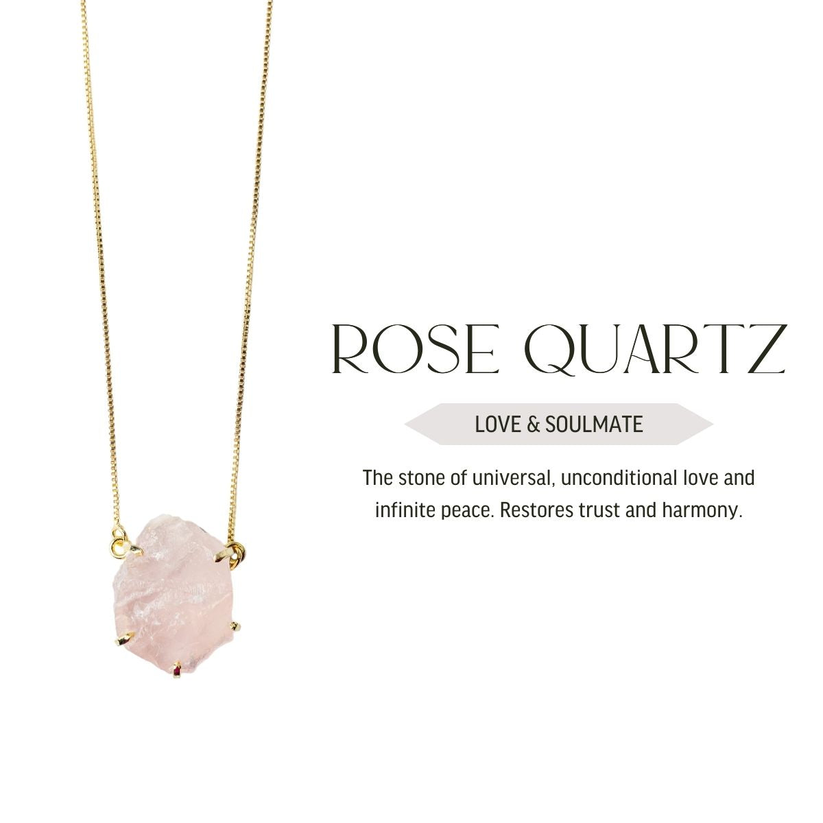 Big Rose Quartz - Lollipop Necklace - Gold Plated