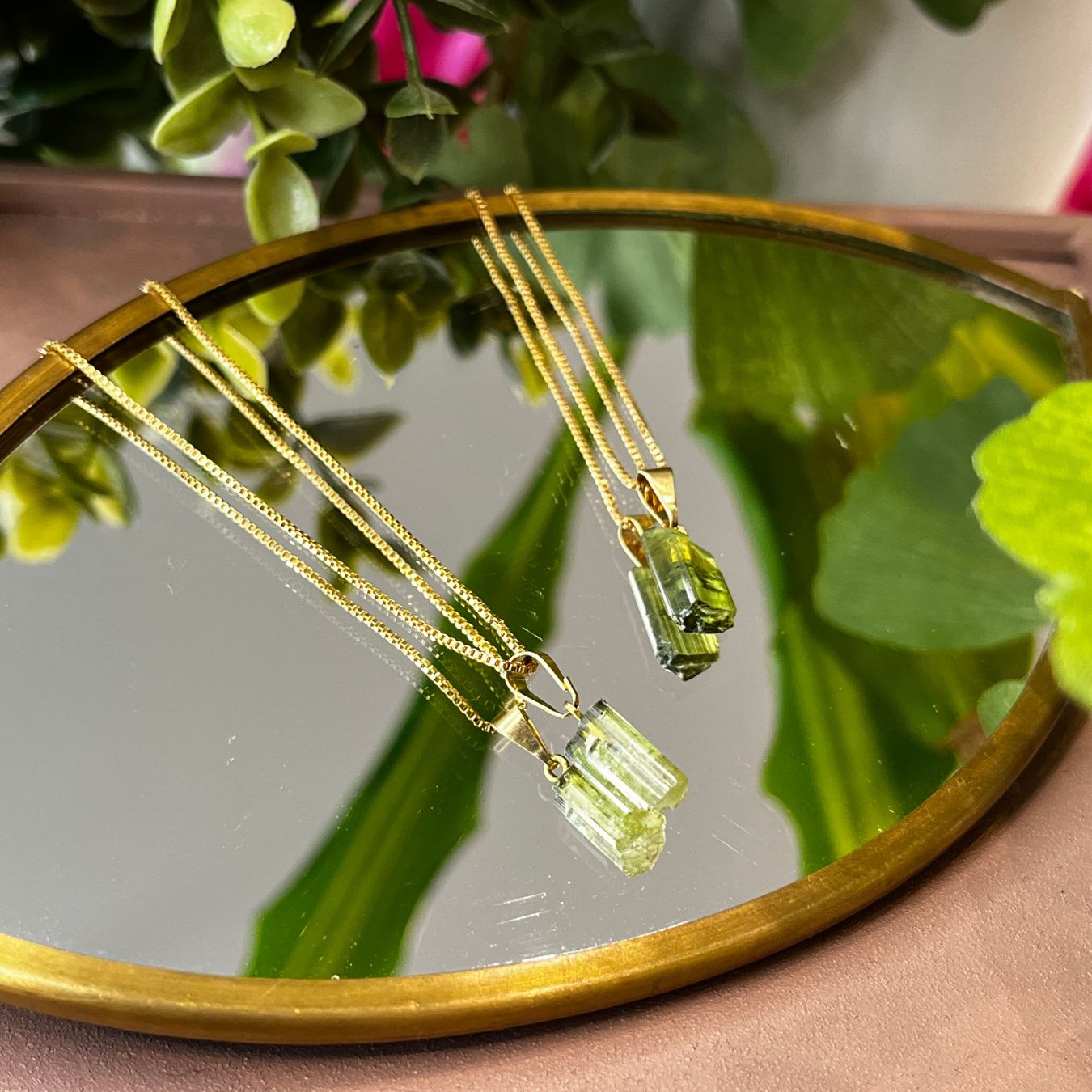 Green Tourmaline - Northern Lights - Necklace - Gold Plated