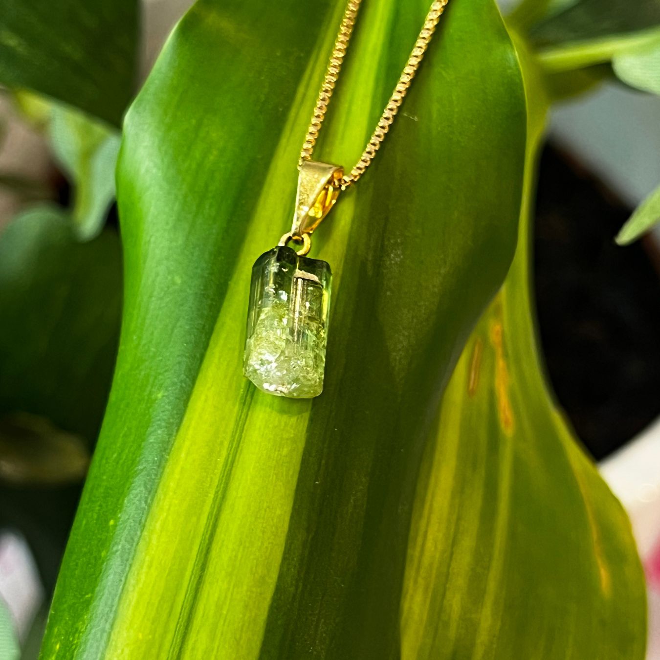 Green Tourmaline - Northern Lights - Necklace - Gold Plated