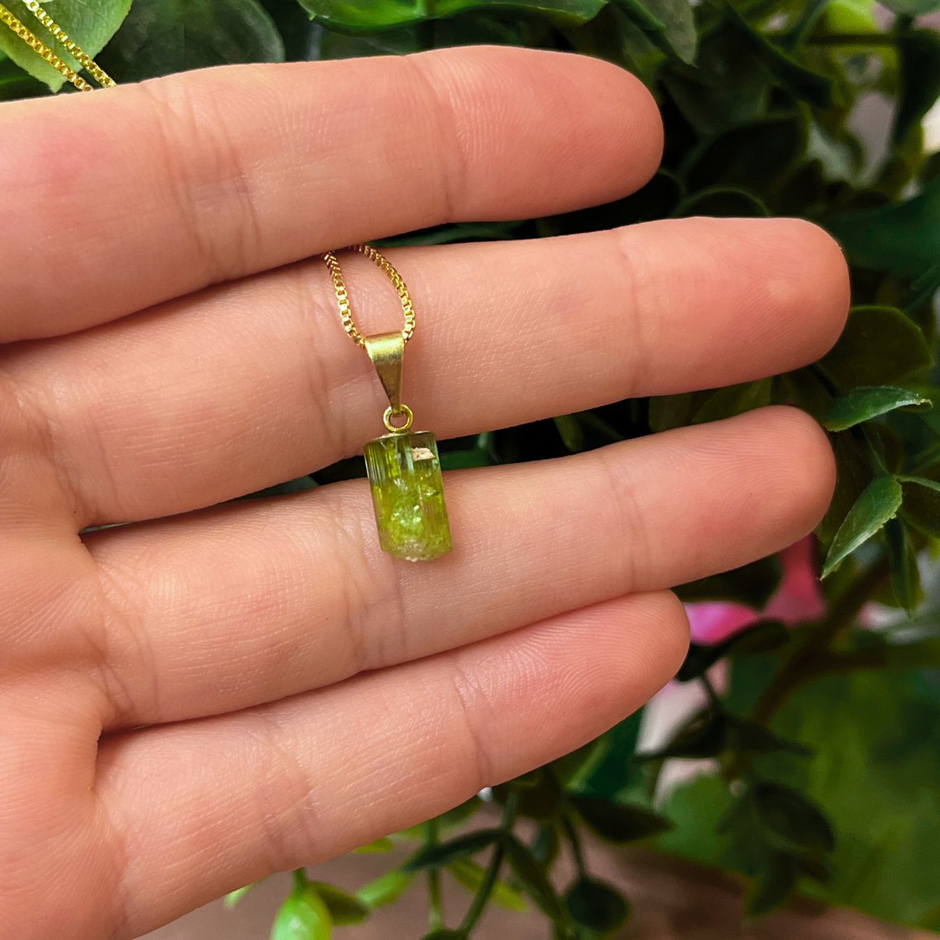 Green Tourmaline - Northern Lights - Necklace - Gold Plated