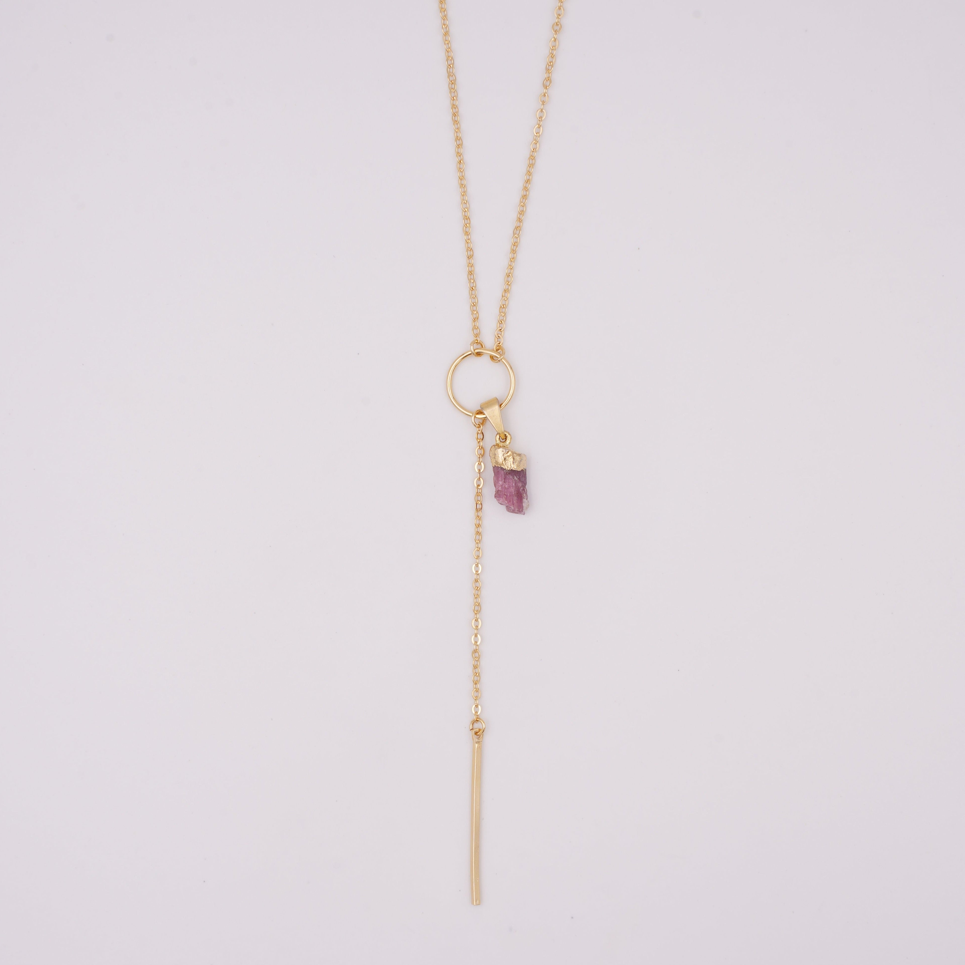 Pink Tourmaline - Pristine Necklace - Gold Plated