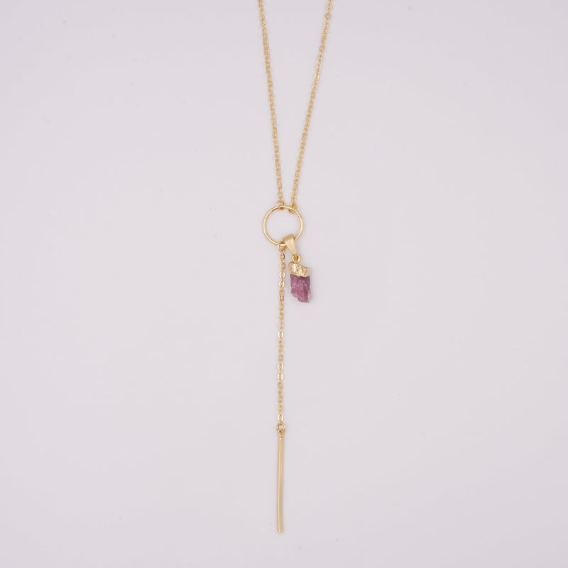 Pink Tourmaline - Pristine Necklace - Gold Plated