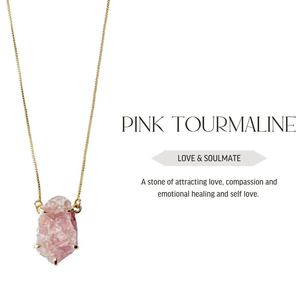 Big Pink Tourmaline - Lollipop Necklace - Gold Plated