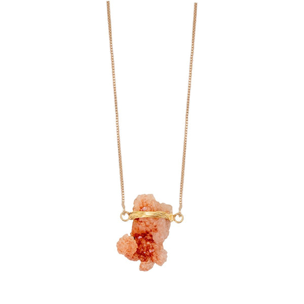 Pink Amethyst - Wrapped Necklace Raw - 18k Gold Plated