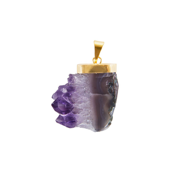 Amethyst - Mountain Top - Raw Pendant - Gold Plated