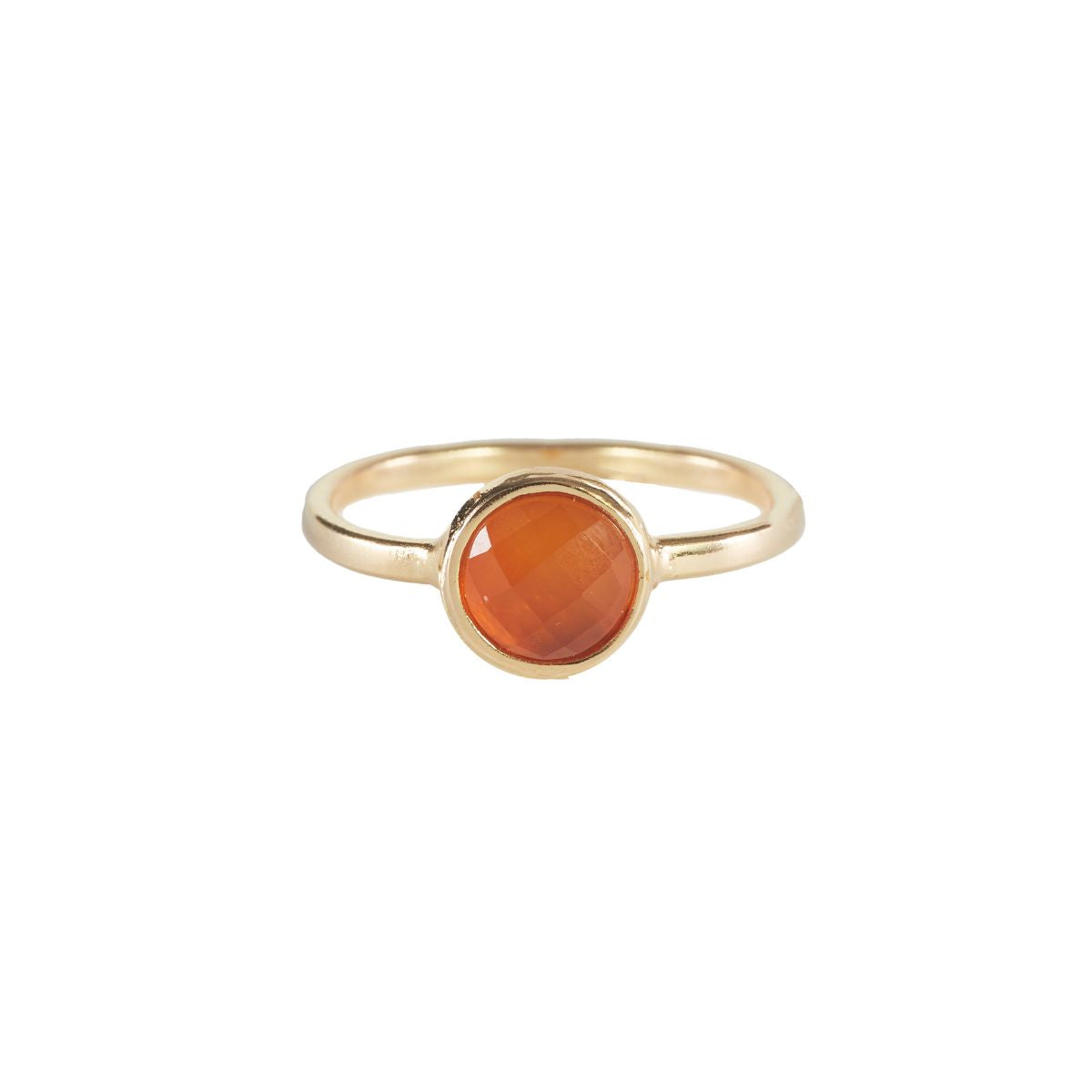 Orange Agate - Briolette Ring - Gold Plated