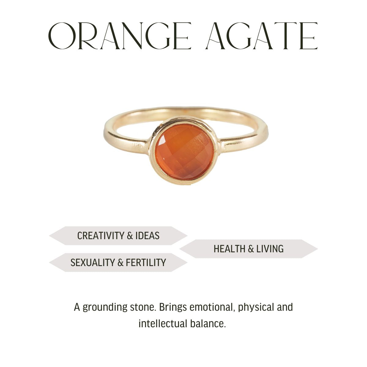 Orange Agate - Briolette Ring - Gold Plated