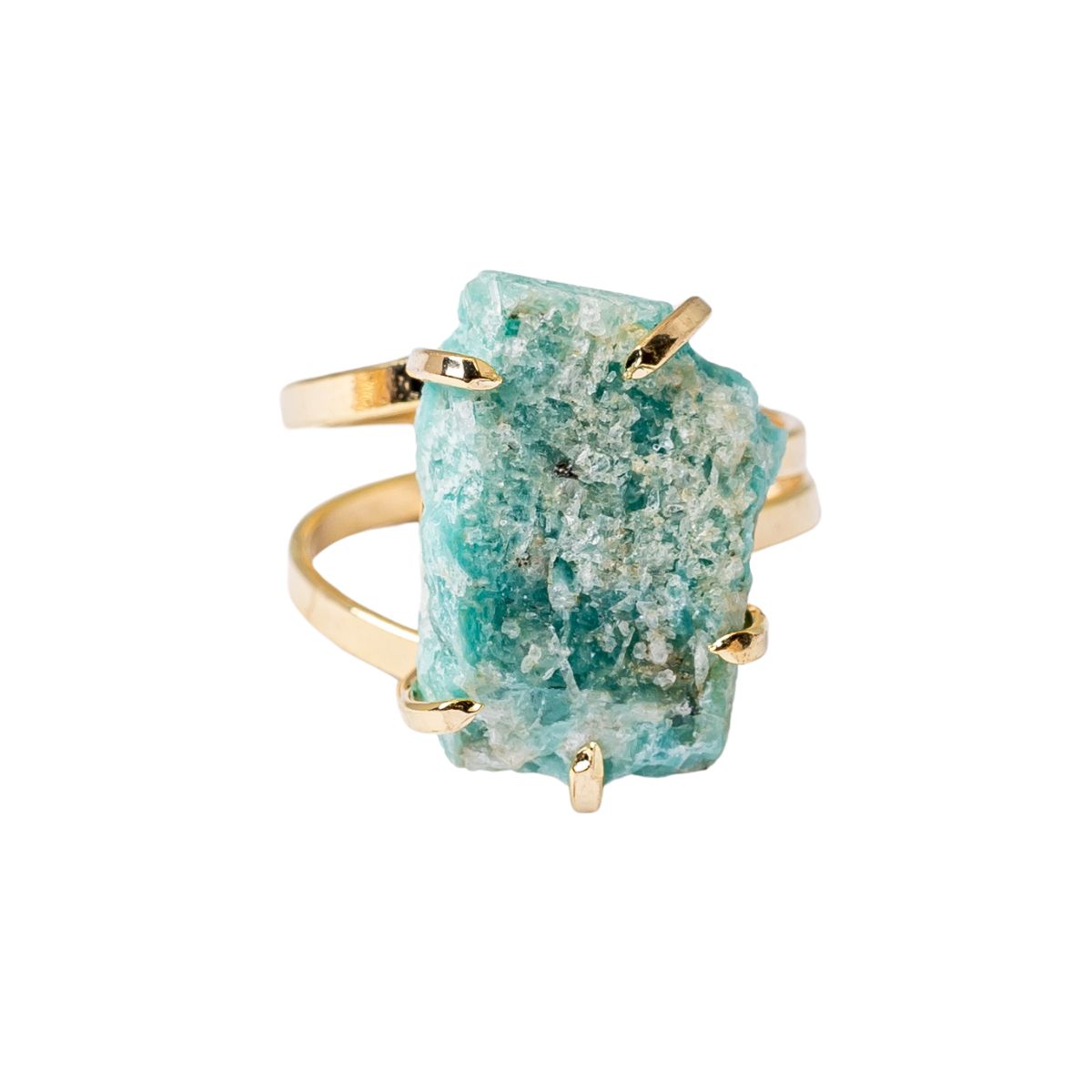 Big Amazonite - Lollipop Ring - Gold Plated