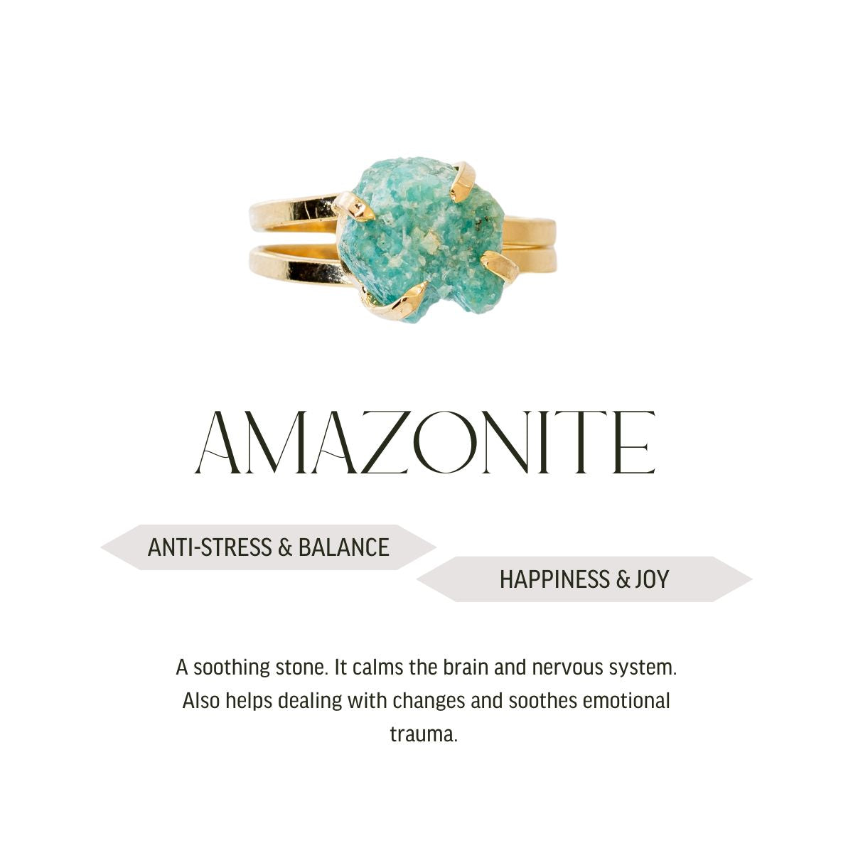Small Amazonite - Lollipop Ring - Gold Plated