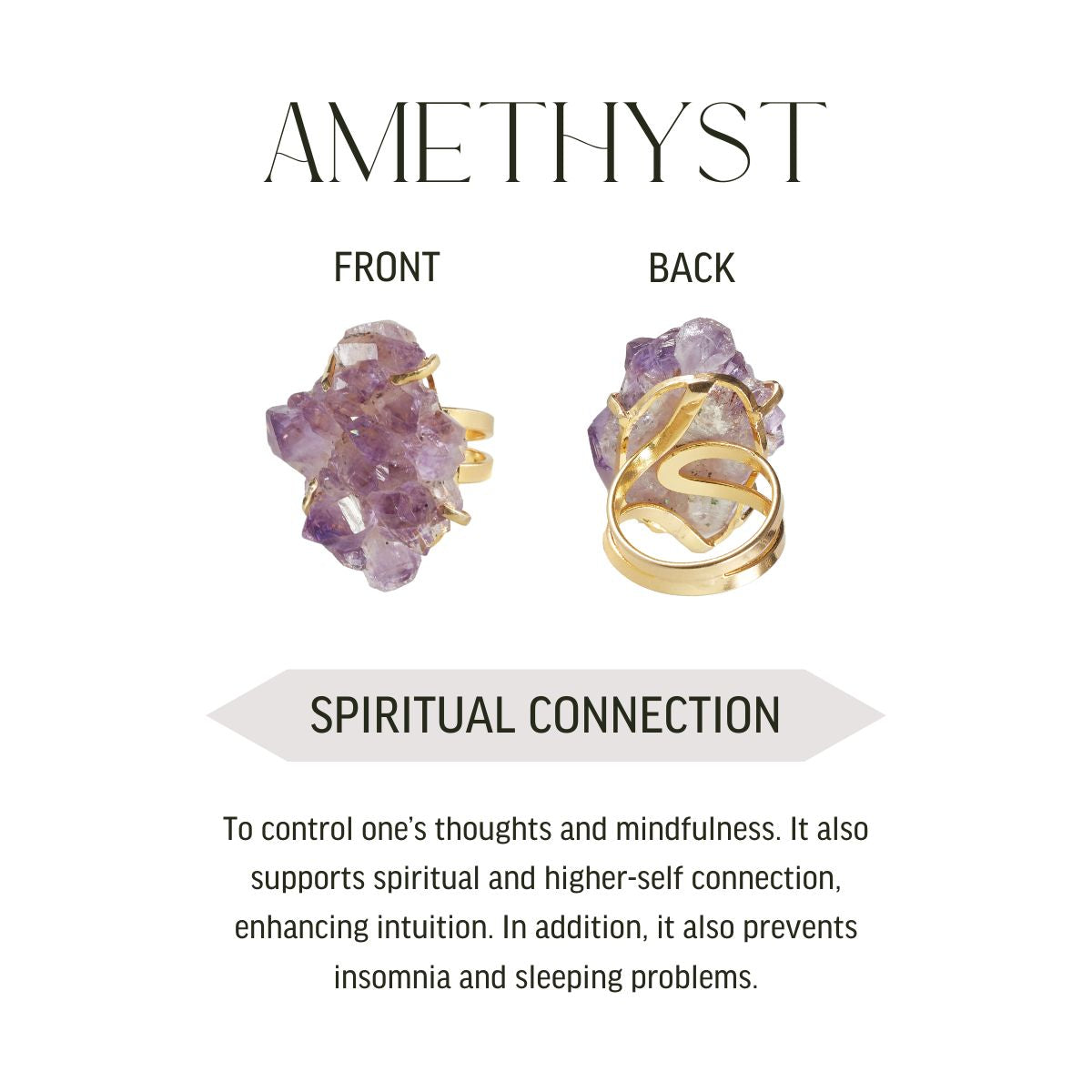 Amethyst - Twilight Night - Raw Ring - Gold Plated