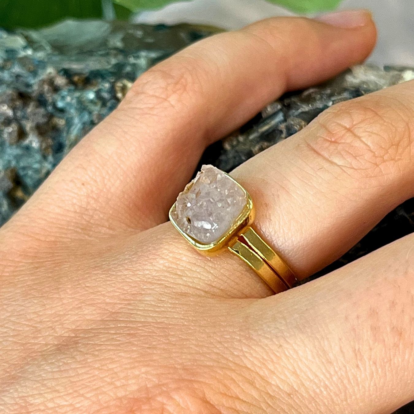Raw Geode - Ring Adjustable - Gold Plated