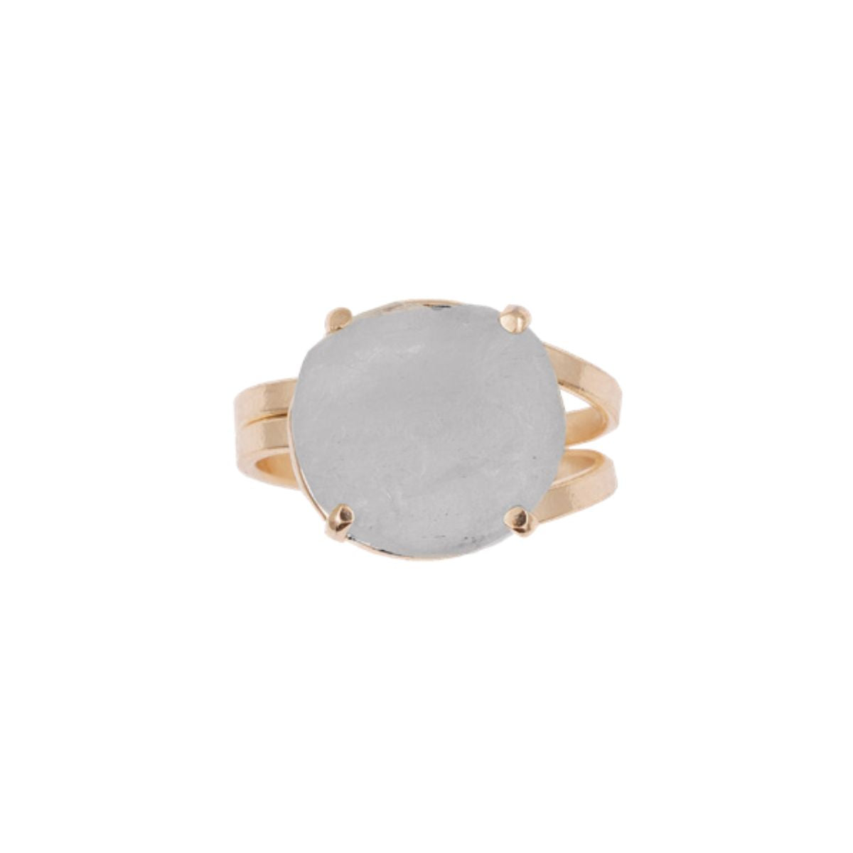 Aquamarine - Love Is In The Air - Round Ring - Gold Plated