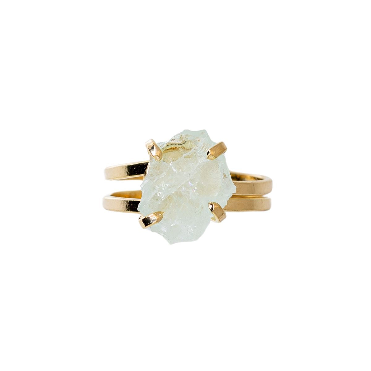 Small Aquamarine - Lollipop Ring - Gold Plated