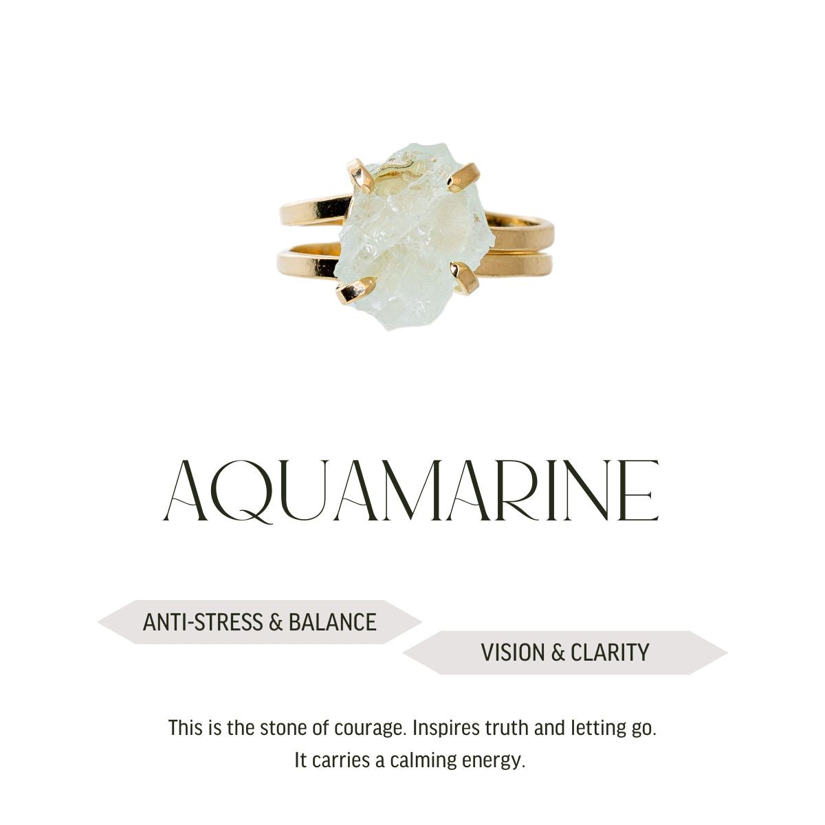 Small Aquamarine - Lollipop Ring - Gold Plated