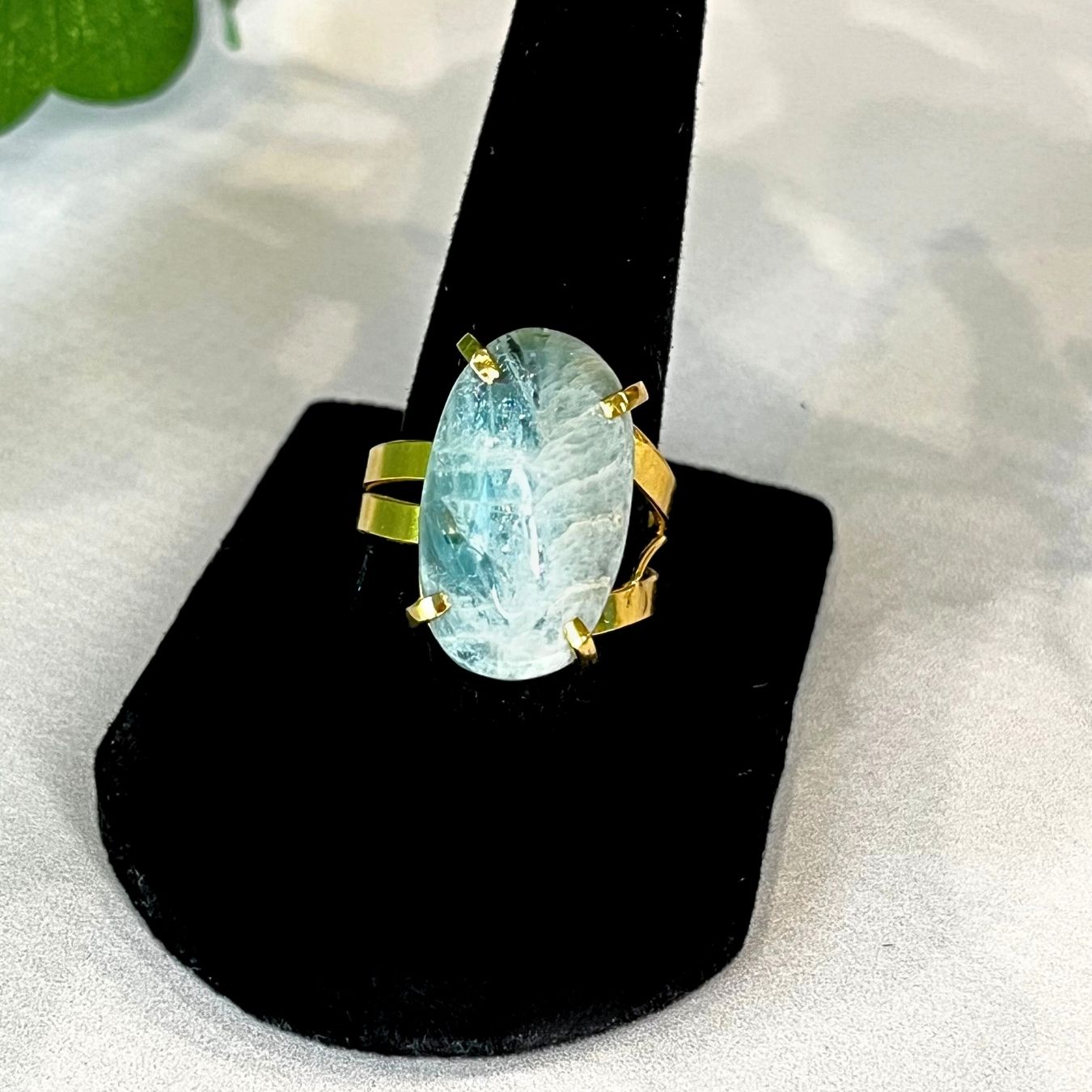 Various stones - Adjustable Cabochon Ring - Gold Plated