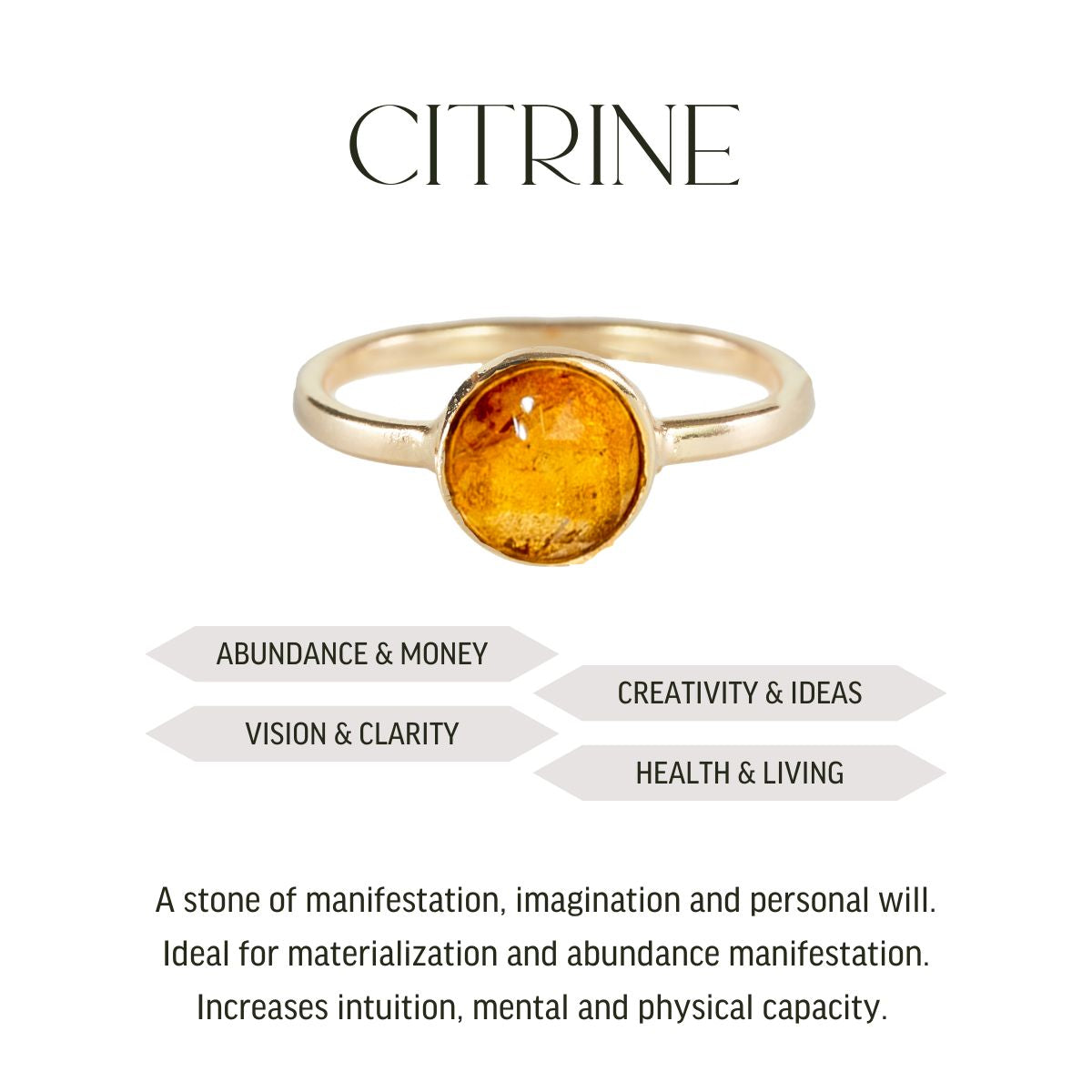Citrine - Briolette Ring - Gold Plated