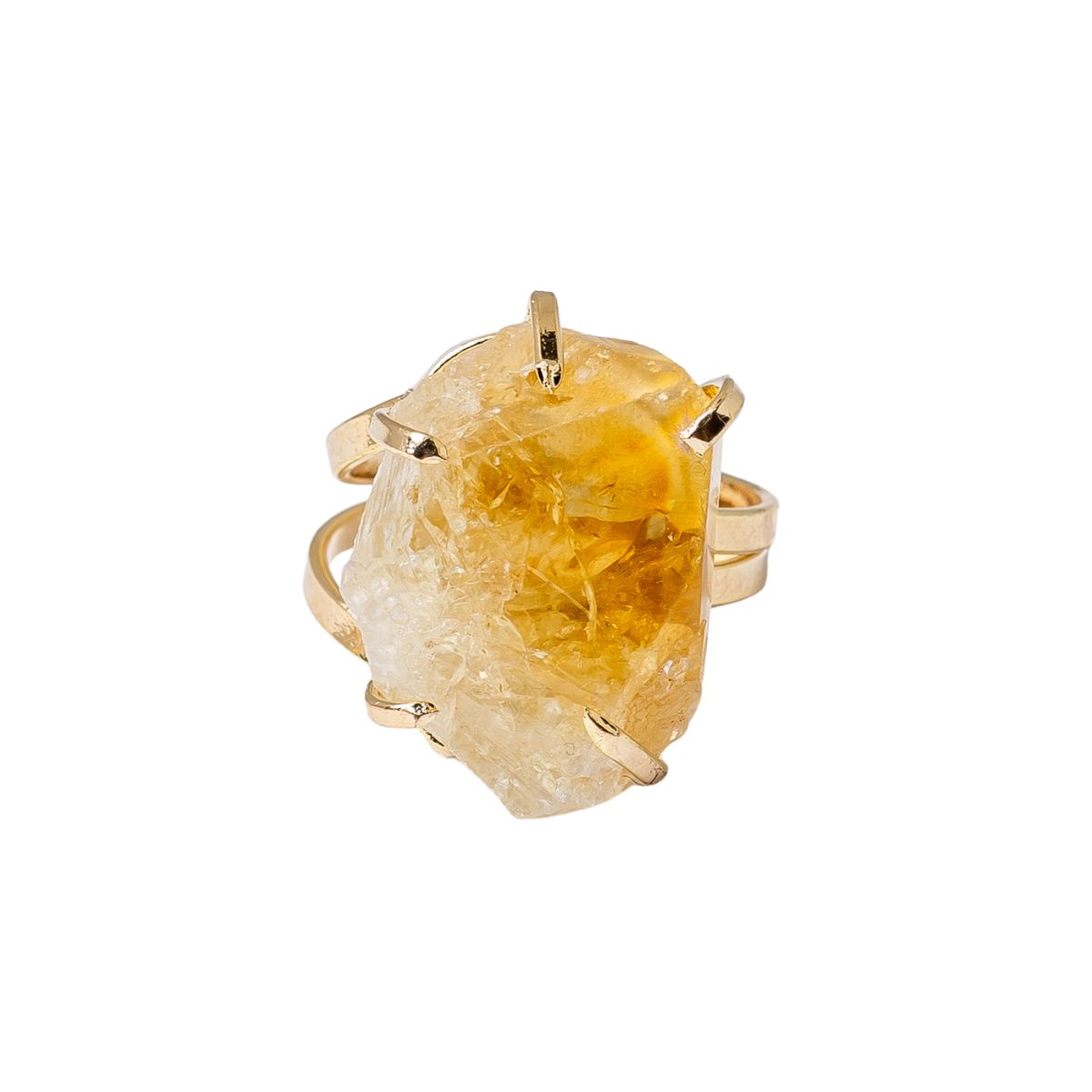 Big Citrine - Lollipop Ring - Gold Plated