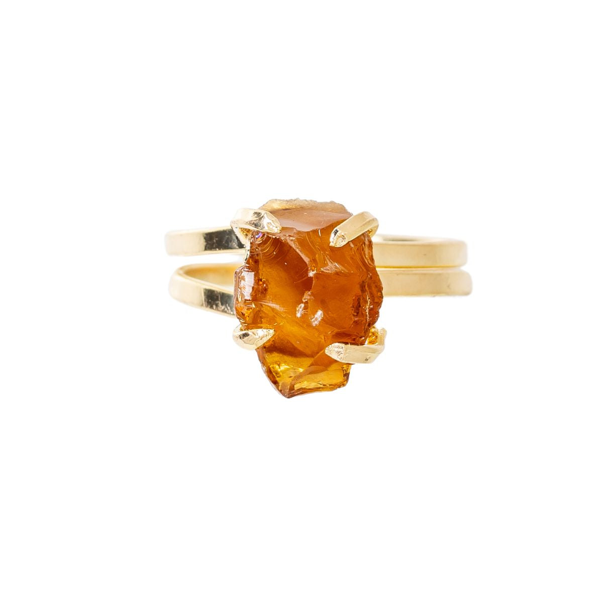 Small Citrine - Lollipop Ring - Gold Plated