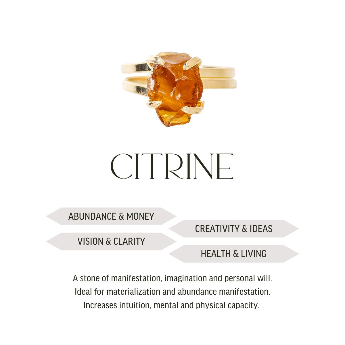 Small Citrine - Lollipop Ring - Gold Plated