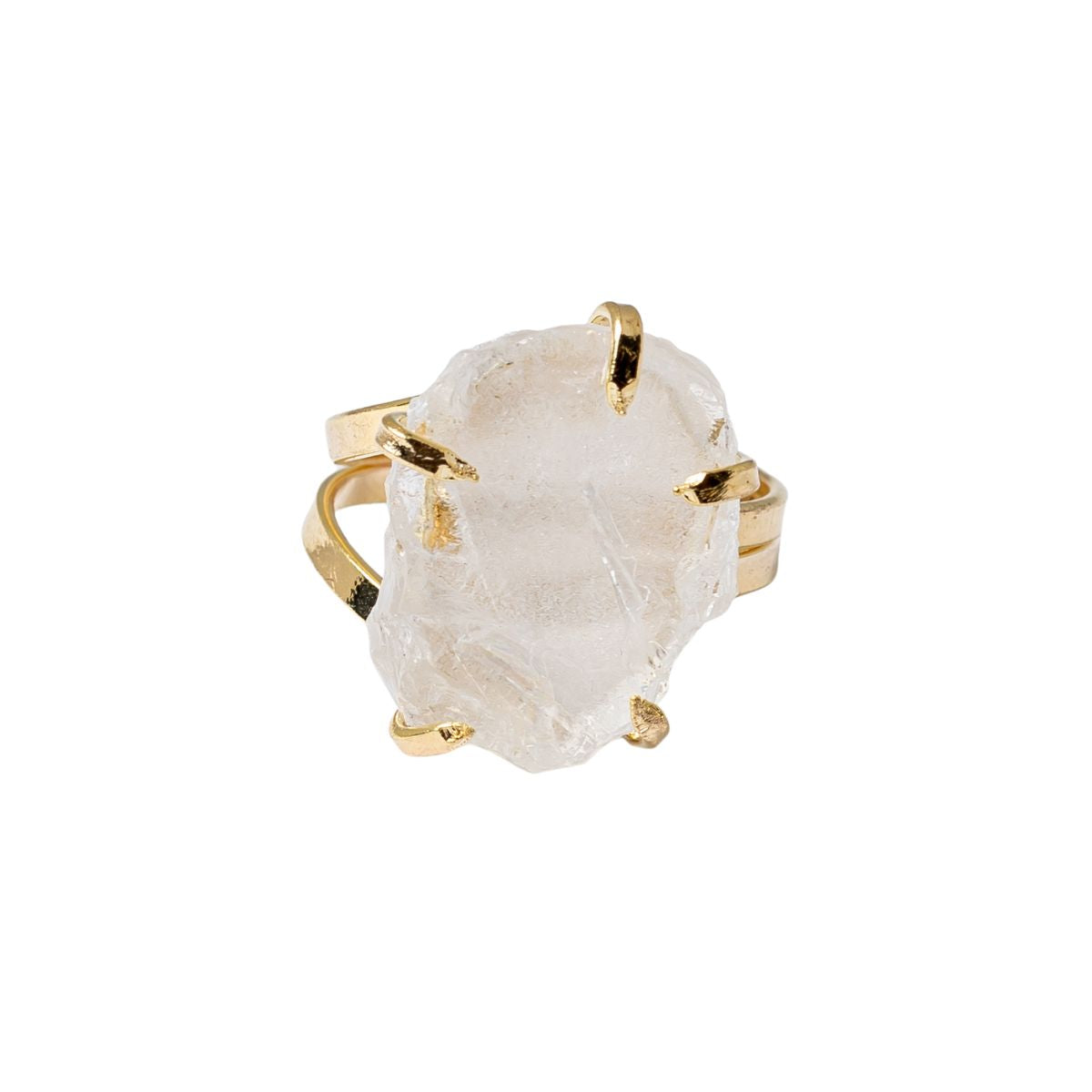 Big Clear Quartz - Lollipop Ring - Gold Plated