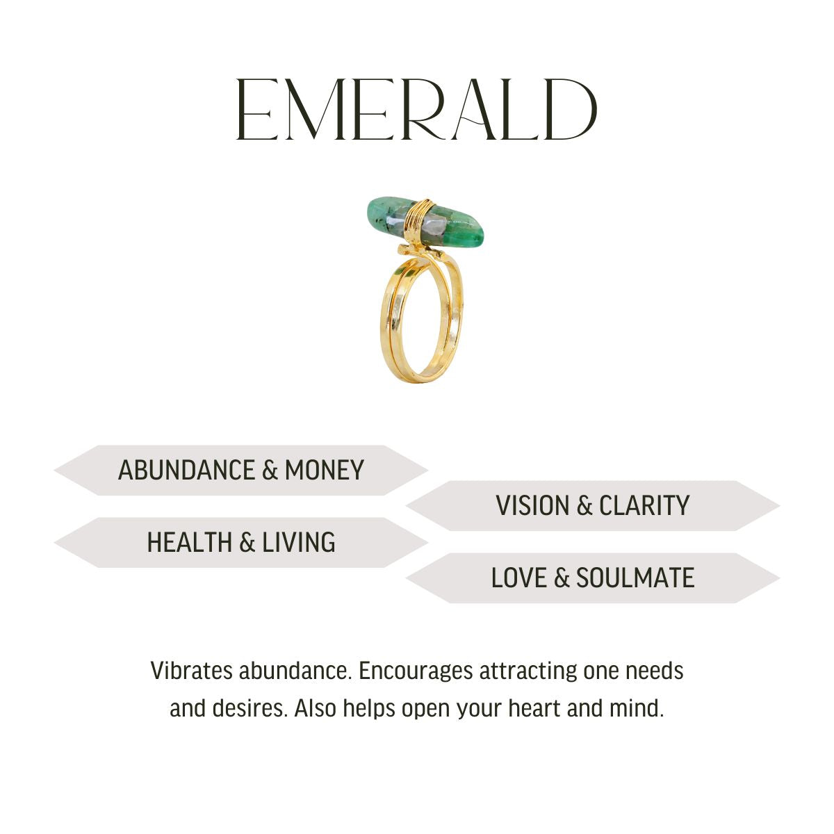 Emerald - Wrapped Raw Ring - Adjustable - Gold Plated